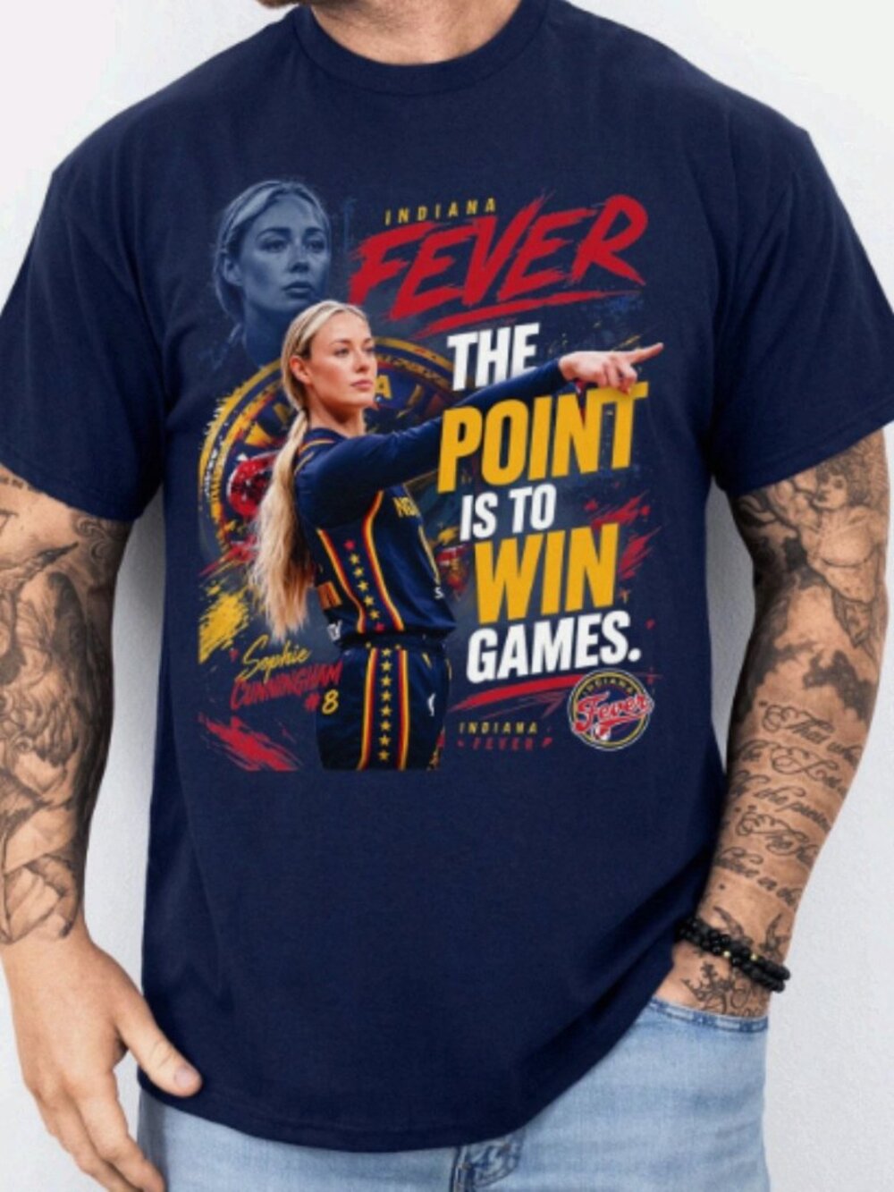 Sophie Cunningham Indiana Fever Basketball Graphic Navy T-Shirt